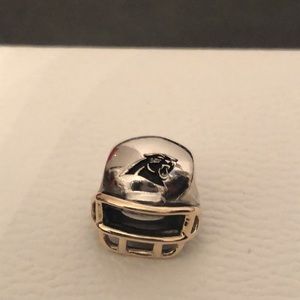 Lot of two Authentic Pandora Carolina Panthers NFL charms helmet with gold
